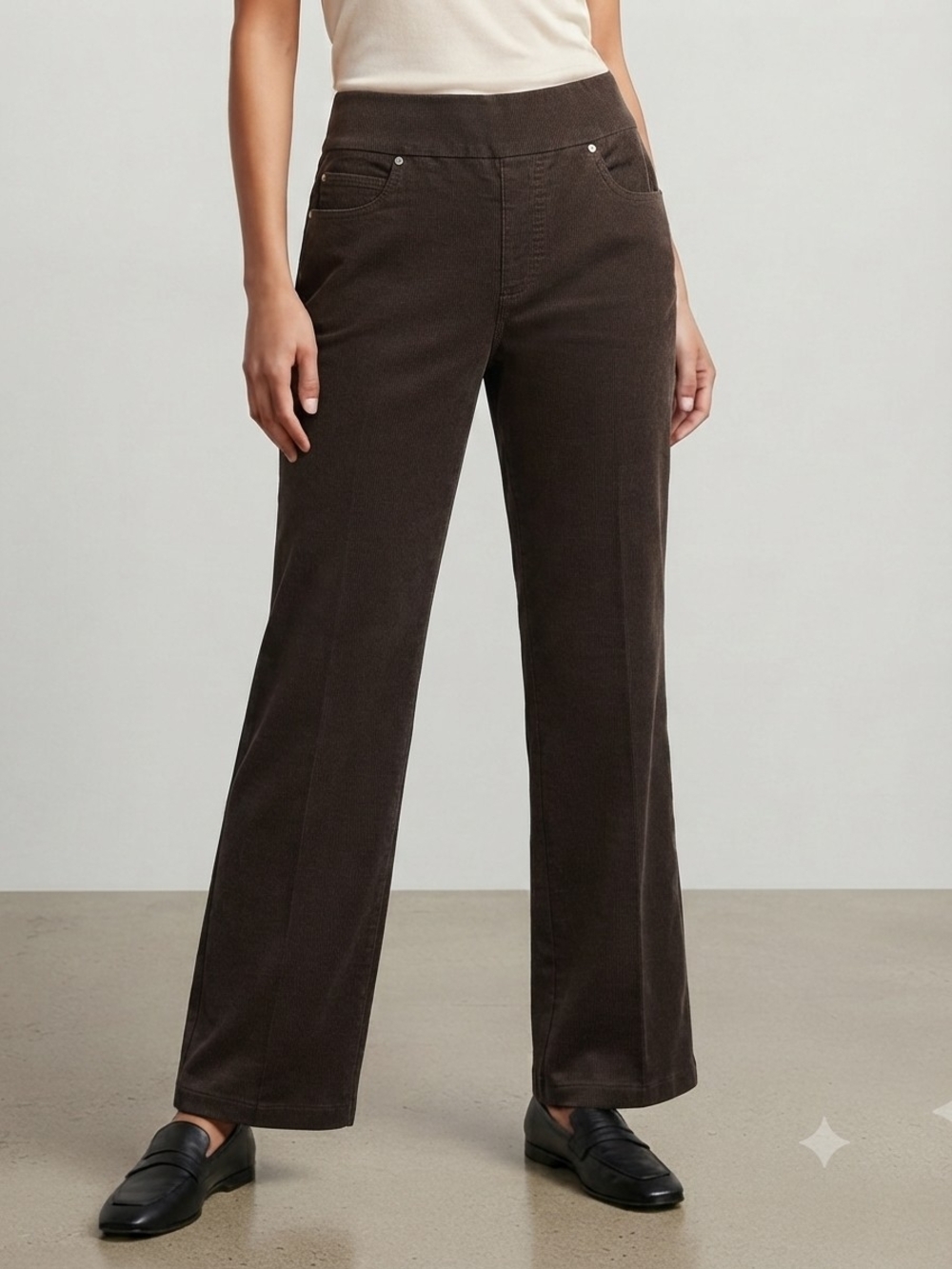 Reitmans Wide-Leg Corduroy Pants in Dark Brown Size 8P